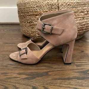 Vince Camuto Suede Leather Block Heel Sandals - Taupe Size 10 M NWOB