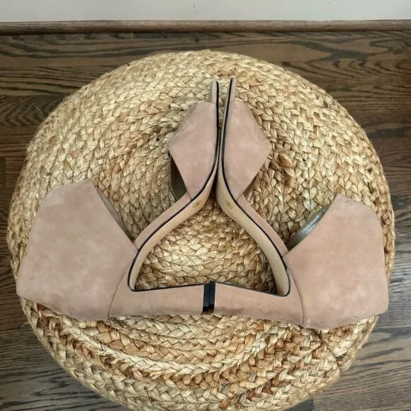 Vince Camuto Suede Leather Block Heel Sandals - Taupe Size 10 M NWOB