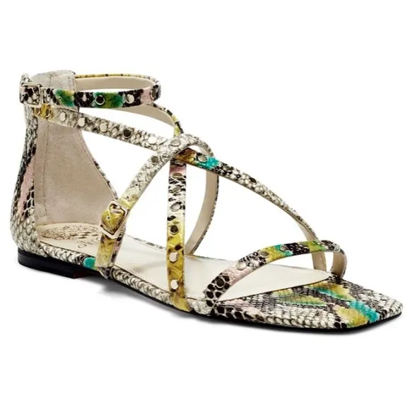 🆕{VINCE CAMUTO}Seseti Snakeskin Leather Studded Strappy Sandals