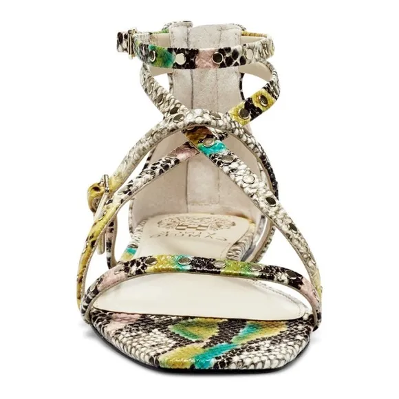 🆕{VINCE CAMUTO}Seseti Snakeskin Leather Studded Strappy Sandals