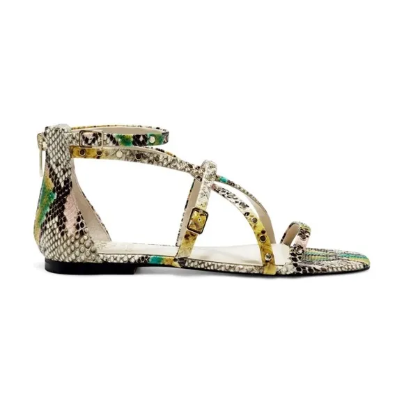 🆕{VINCE CAMUTO}Seseti Snakeskin Leather Studded Strappy Sandals