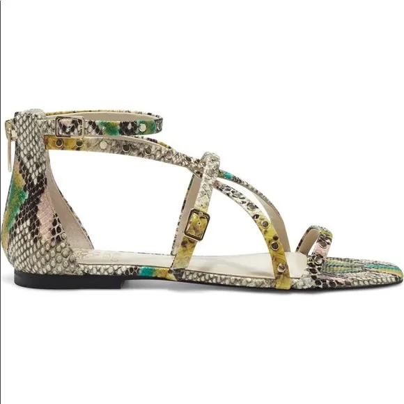 🆕{VINCE CAMUTO}Seseti Snakeskin Leather Studded Strappy Sandals