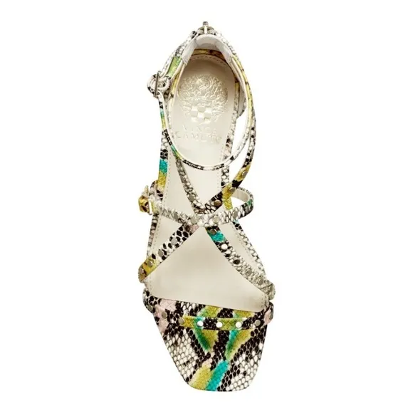 🆕{VINCE CAMUTO}Seseti Snakeskin Leather Studded Strappy Sandals
