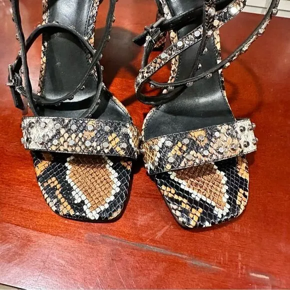 Vince Camuto Snake Skin Print Studded Heel Sandals NWOT Size 9.5