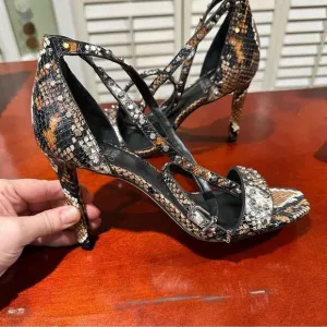 Vince Camuto Snake Skin Print Studded Heel Sandals NWOT Size 9.5