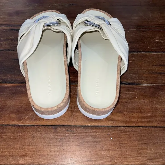 Vince Cream Sandals with Bow Detail