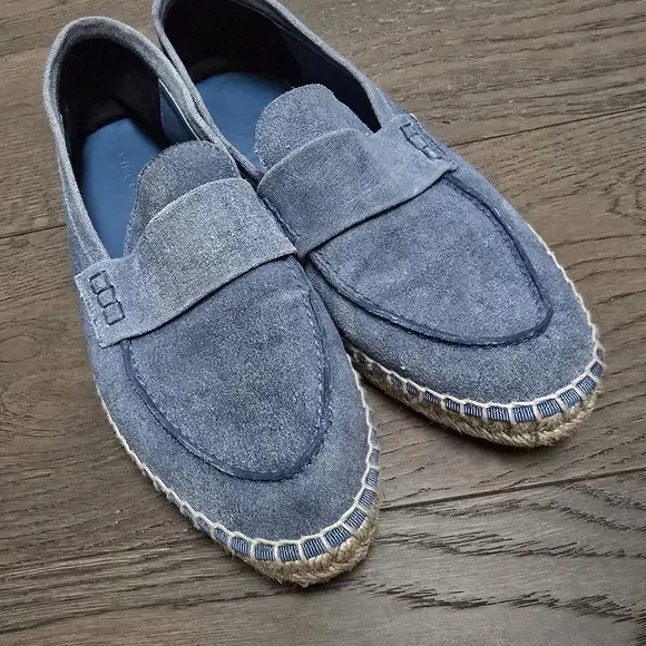 Vince Daria Suede Flat Espadrille Loafer in Indigo Denim Blue