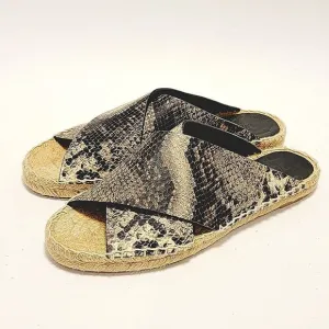 Vince Snake Embossed Crisscross Espadrille Sandal Size 7