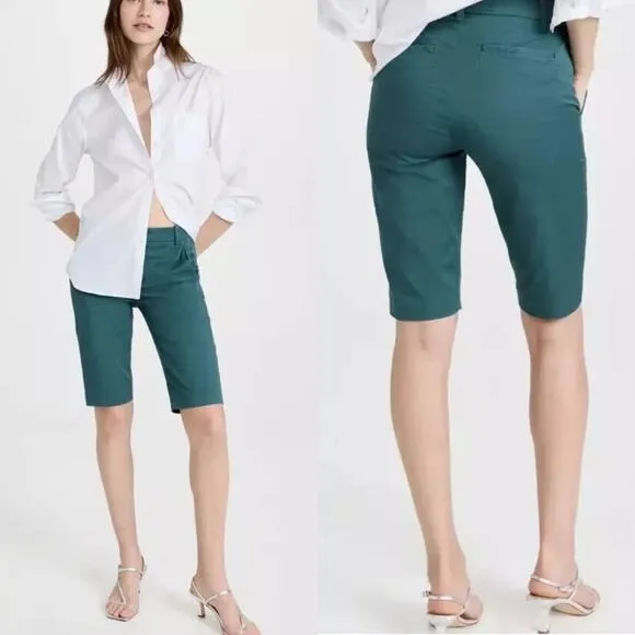 Vince Teal Green Coin-Pocket Cotton Bermuda Shorts Women’s 2 NWT