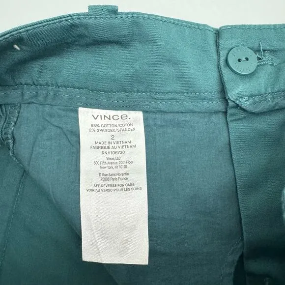 Vince Teal Green Coin-Pocket Cotton Bermuda Shorts Women’s 2 NWT