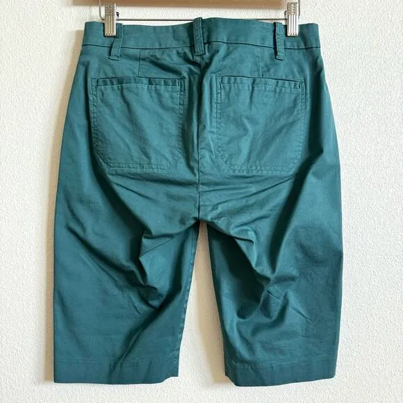 Vince Teal Green Coin-Pocket Cotton Bermuda Shorts Women’s 2 NWT