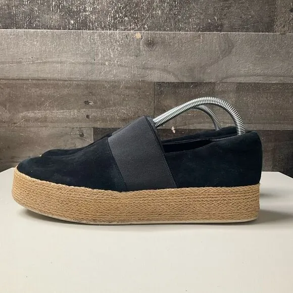 VINCE Womens Black Winford Espadrille Suede Leather Loafers US 11
