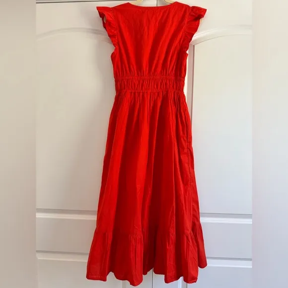Vineyard Vines Poplin Flutter Midi Dress NEW NWOT Ruffle Hem Tiered Skirt
