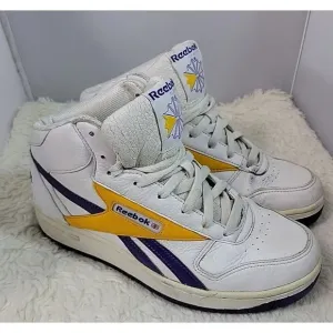 Vintage 90s Reebok Basketball Sneakers Classic Size 8 Lakers Colorway RB210 TY14