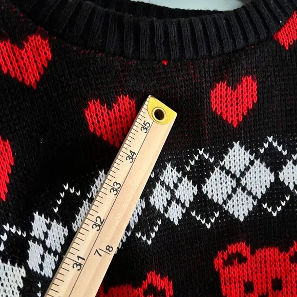 Vintage 90s Teddy Bear Heart Sweater L/XL Y2K Grunge Kawaii Alt Indie Harajuku