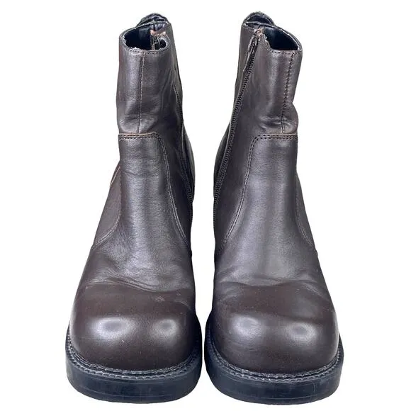 Vintage American Eagle Flynn Y2K Brown Leather Chunky Ankle Boot Size 8.5