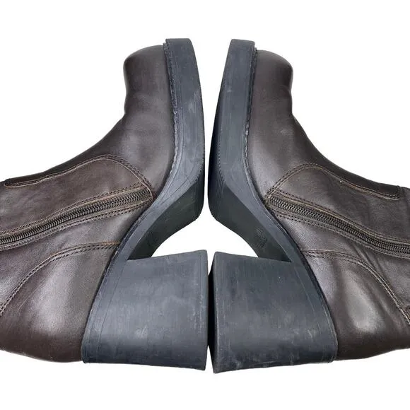 Vintage American Eagle Flynn Y2K Brown Leather Chunky Ankle Boot Size 8.5