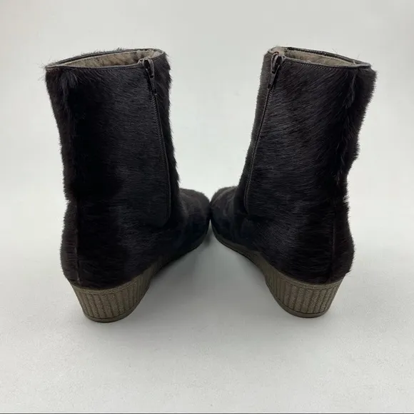 Vintage ARA bovine fur Chunky Heel Boots Size 7