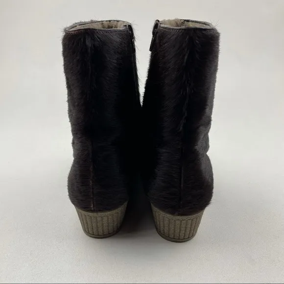 Vintage ARA bovine fur Chunky Heel Boots Size 7