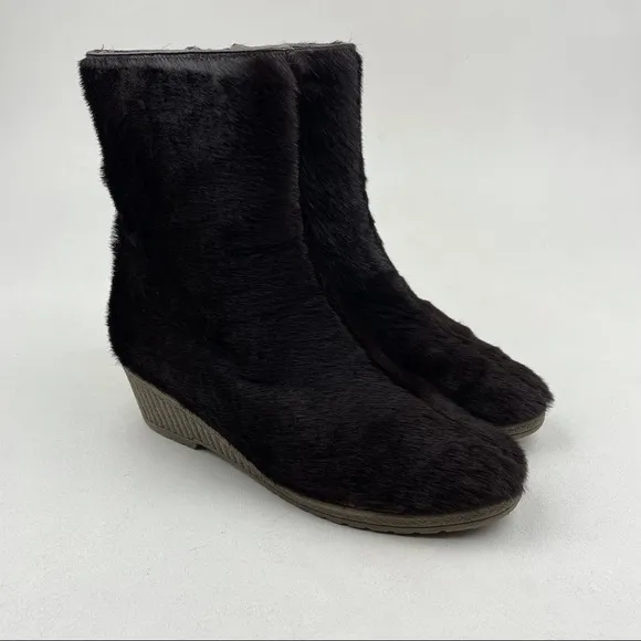 Vintage ARA bovine fur Chunky Heel Boots Size 7