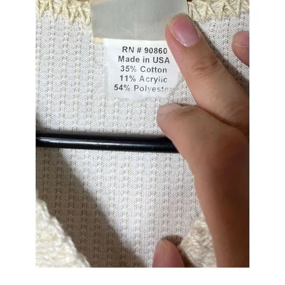 Vintage Artisans Beach Print Knit Sweater Cardigan
