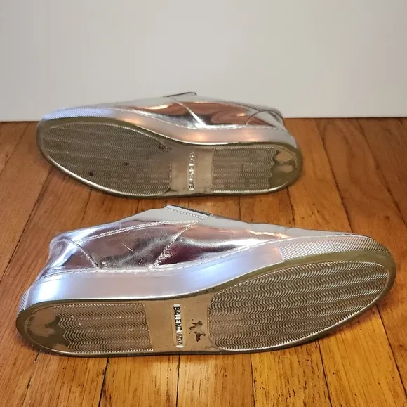 Vintage BALENCIAGA Y2K Silver Metallic Slip On Sneakers