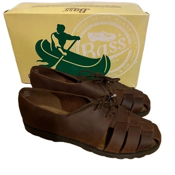 Vintage Bass Fisherman Sandals Sz 9 Trellis Brown Women’s Leather