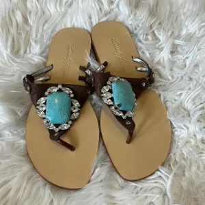 Vintage Beverly Feldman Delicious Leather Gemstone Sandals