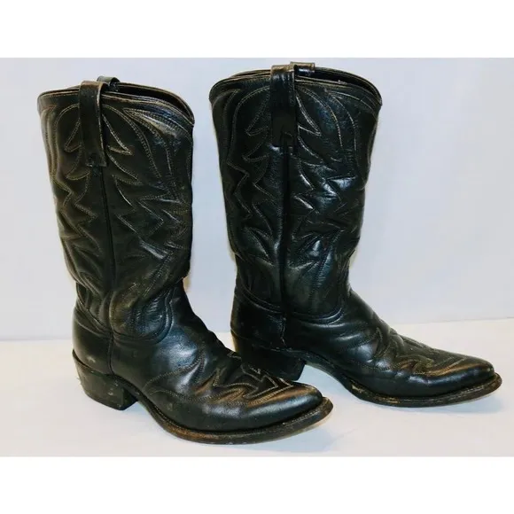 Vintage Biltrite Black Leather Cowboy Boots men’s size 8