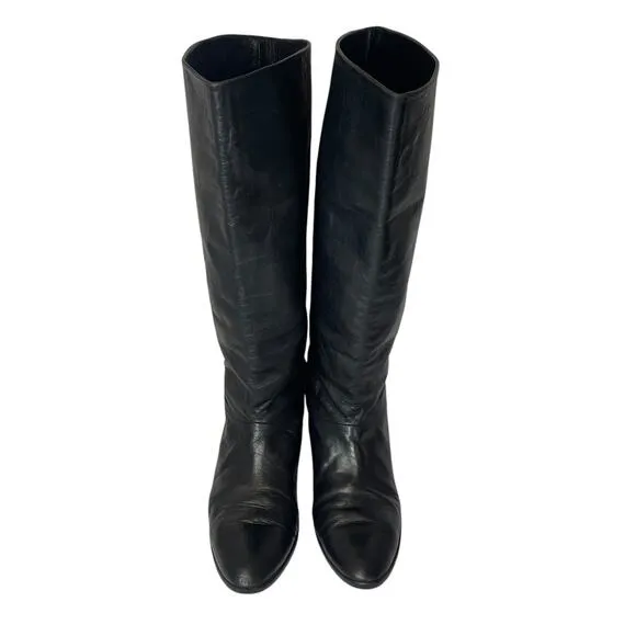 Vintage Black Leather Women's Boots - Size 6.5