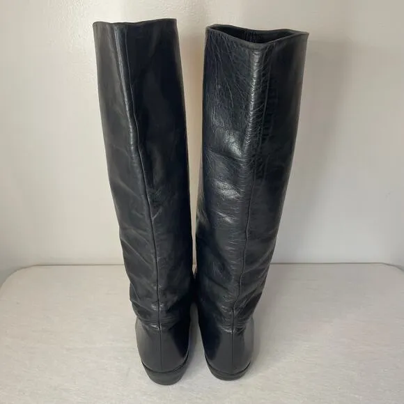 Vintage Black Leather Women's Boots - Size 6.5