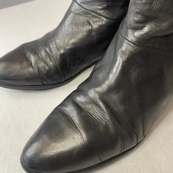 Vintage Black Leather Women's Boots - Size 6.5