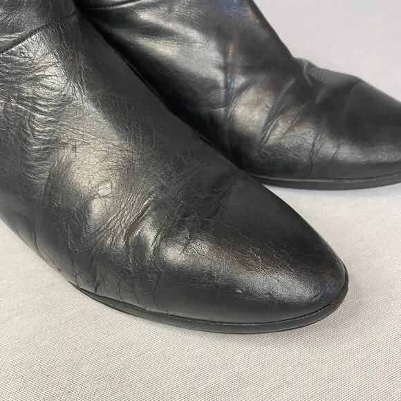 Vintage Black Leather Women's Boots - Size 6.5