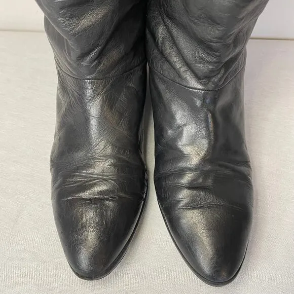 Vintage Black Leather Women's Boots - Size 6.5