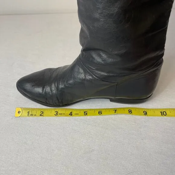 Vintage Black Leather Women's Boots - Size 6.5