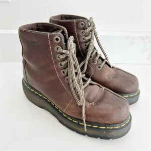 Vintage Dr. Martens 90s Y2K Lug Boots Brown Leather Chunky Ankle Size 6 Women’s