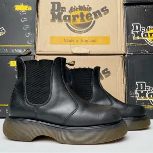 Vintage Dr. Martens England Chelsea Black Greasy Chunky Club Boots UK 4