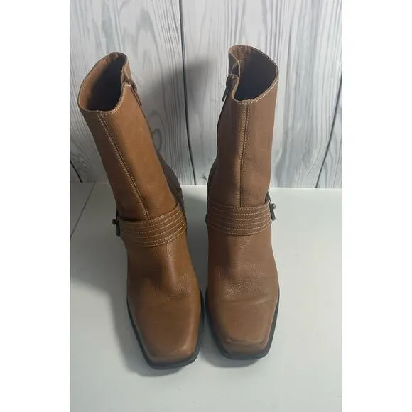 Vintage Etienne Aigner Square Toe Leather Jumper Boots Size 6.5