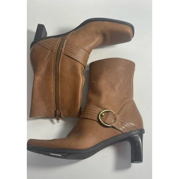 Vintage Etienne Aigner Square Toe Leather Jumper Boots Size 6.5