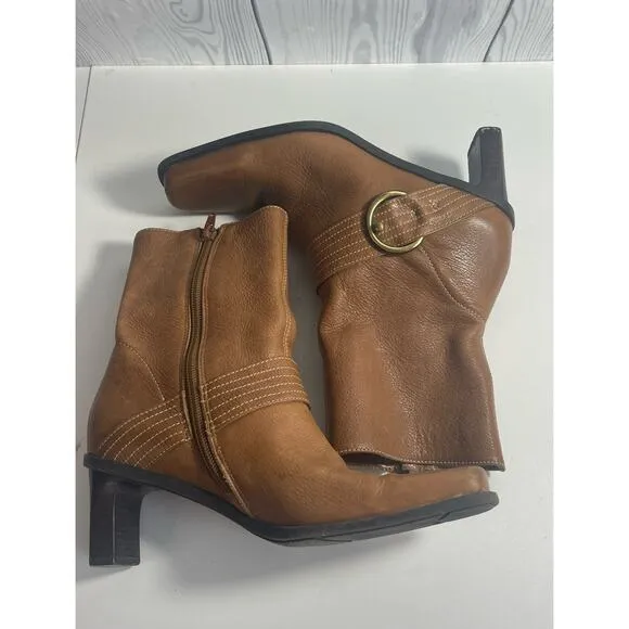 Vintage Etienne Aigner Square Toe Leather Jumper Boots Size 6.5