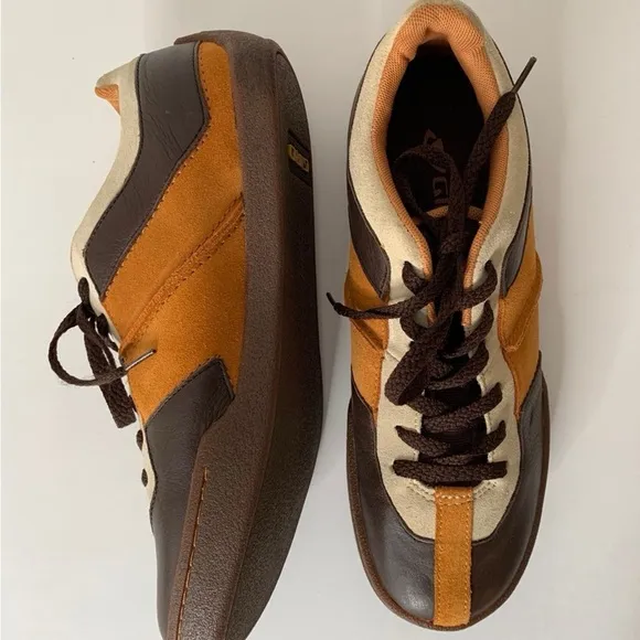 Vintage Giro Ollie Men's Leather and Suede Brown and Orange Sneakers Sz 8.5