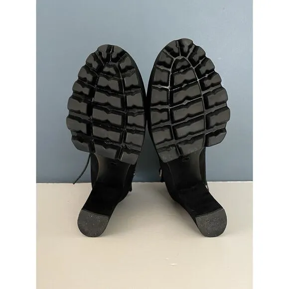 Vintage Gothic Chunky Platform Boots 11 High Y2k 90s Combat Punk Scene Black