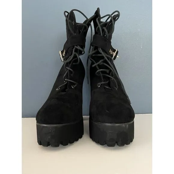 Vintage Gothic Chunky Platform Boots 11 High Y2k 90s Combat Punk Scene Black