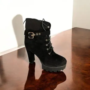 Vintage Gothic Chunky Platform Boots 11 High Y2k 90s Combat Punk Scene Black