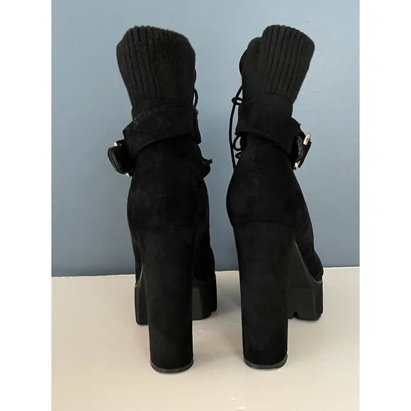 Vintage Gothic Chunky Platform Boots 11 High Y2k 90s Combat Punk Scene Black