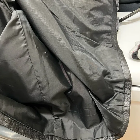 Vintage Harve Benard Black Leather Pencil Skirt with Rose Detail