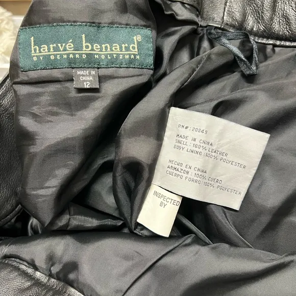 Vintage Harve Benard Black Leather Pencil Skirt with Rose Detail