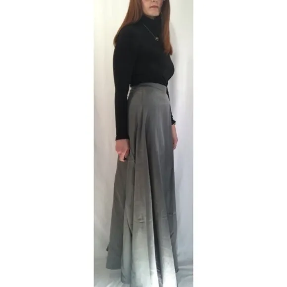 Vintage Jacqueline Ferrar Metallic Gray High Waist Maxi Skirt