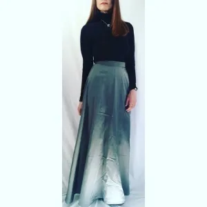 Vintage Jacqueline Ferrar Metallic Gray High Waist Maxi Skirt
