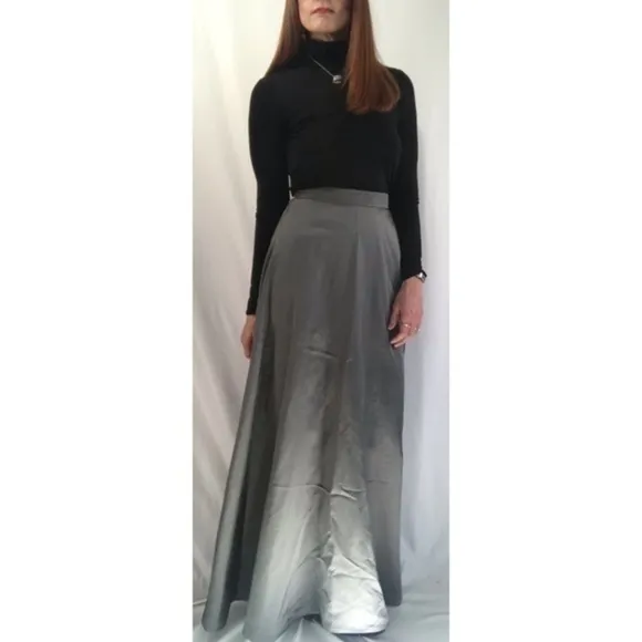 Vintage Jacqueline Ferrar Metallic Gray High Waist Maxi Skirt